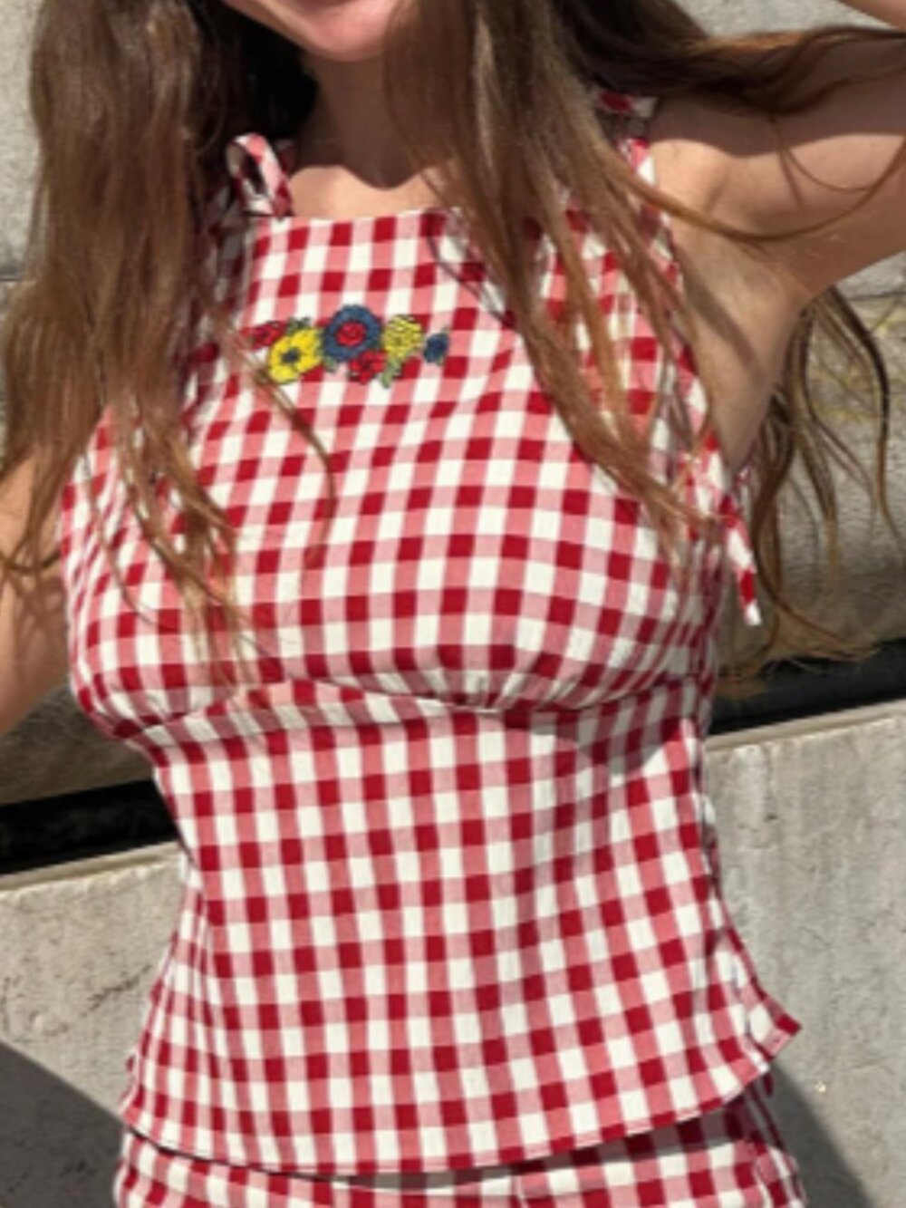 Lucy Top Lisa Says Gah Cherry Red Gingham